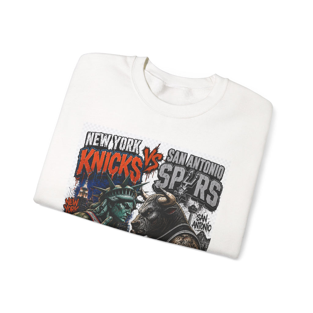 Knicks vs Spurs Basketball Crewneck Sweatshirt — 'No Love, Just Basketball' Vintage Game Tee