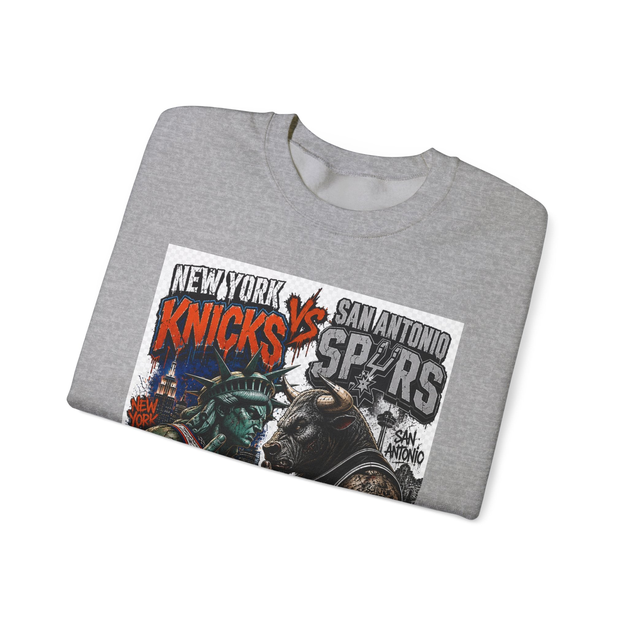 Knicks vs Spurs Basketball Crewneck Sweatshirt — 'No Love, Just Basketball' Vintage Game Tee