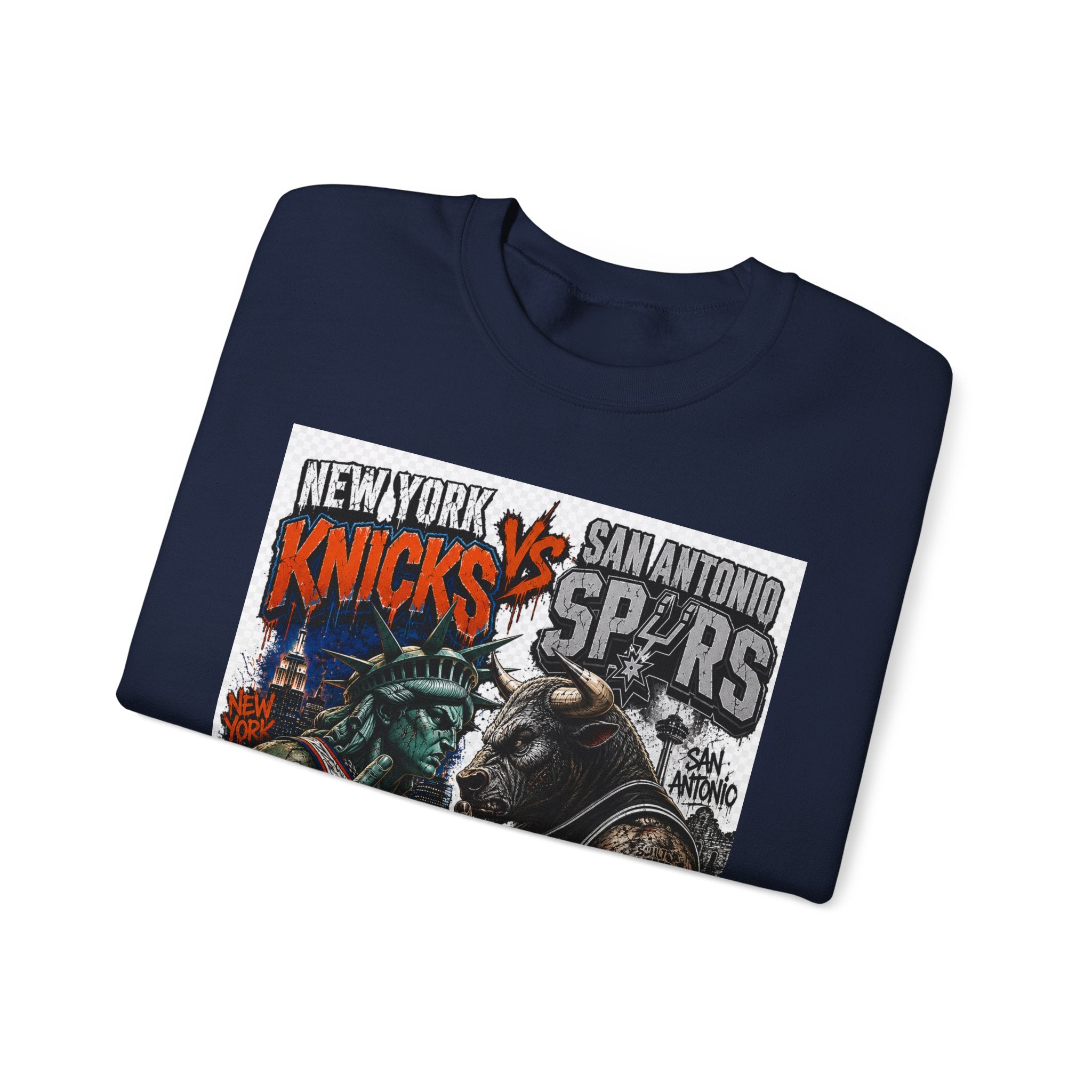Knicks vs Spurs Basketball Crewneck Sweatshirt — 'No Love, Just Basketball' Vintage Game Tee