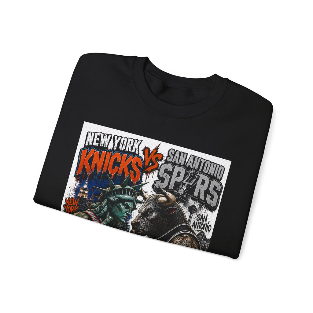 Knicks vs Spurs Basketball Crewneck Sweatshirt — 'No Love, Just Basketball' Vintage Game Tee